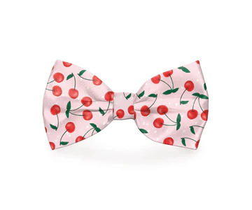 Cherries Print Pink Dog Bow Tie - Snoot and Toebeans
